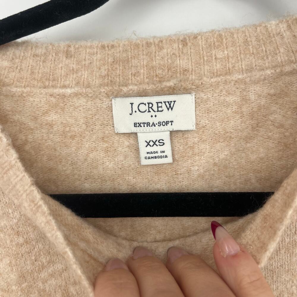 J.Crew Extra Soft Yarn Sweater XXS Beige Wool Blend Crewneck BU223 - Picture 3 of 7